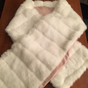 White faux fur shawl